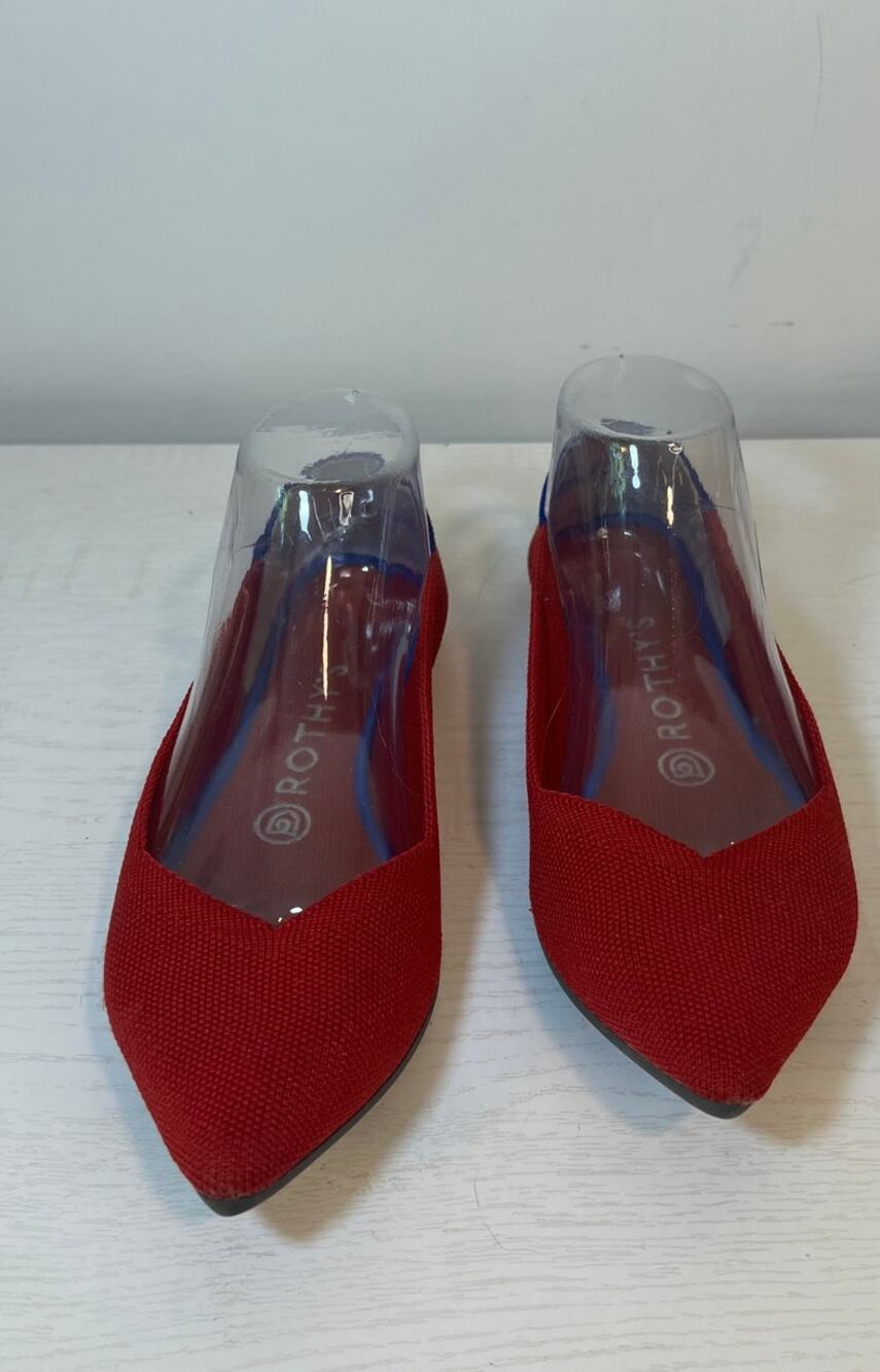 Rothy's The Point Pointed Chili Red Knit Slip On Ballet Flat sze 6